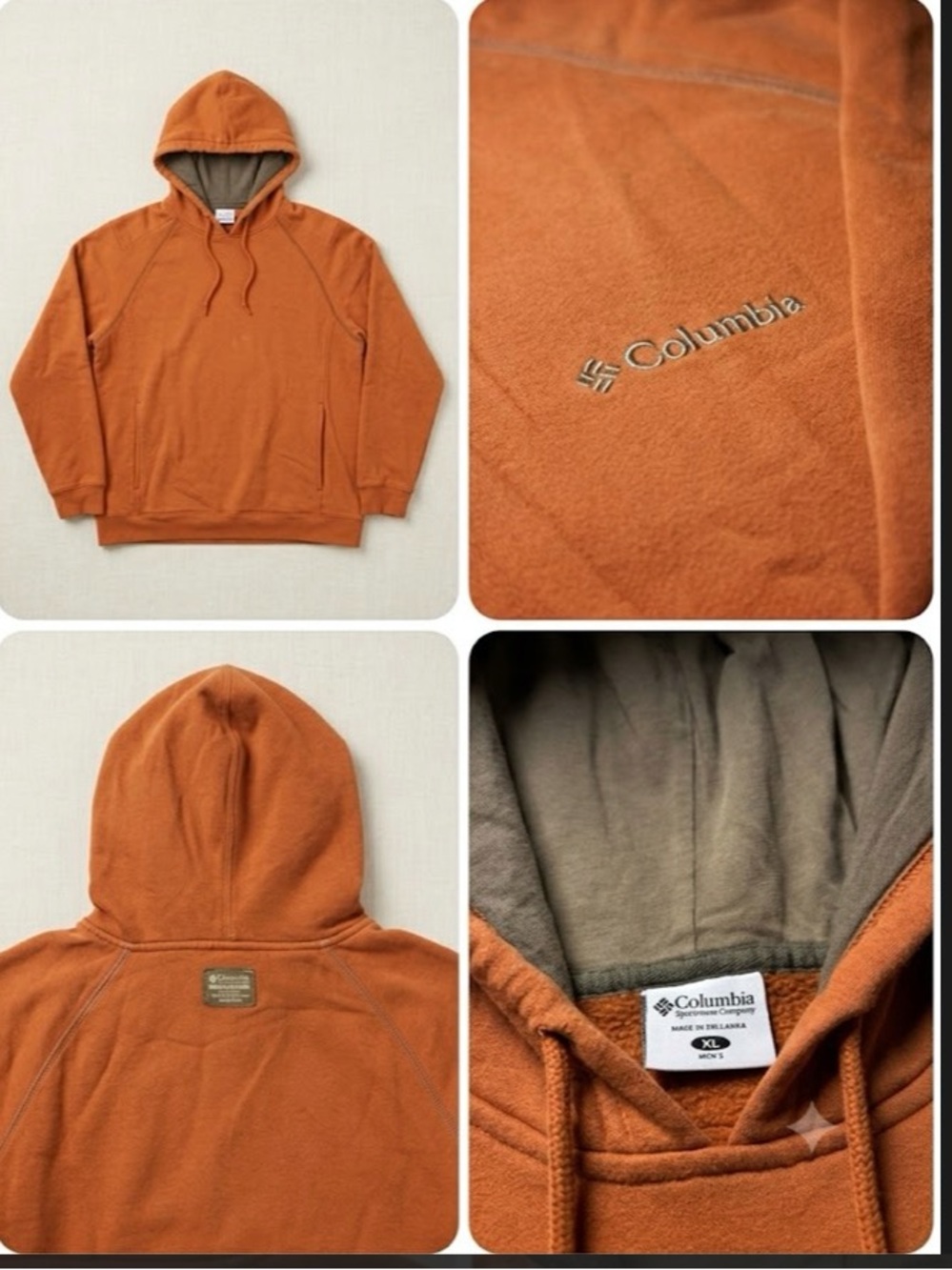 Columbia Hooded Fleece Hoodie in Rust Orange. Size XL Men’s